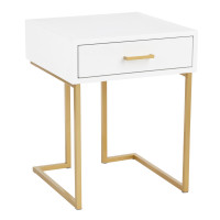 Lumisource TB-MIDAS AUW Midas Contemporary Side Table in Gold Metal and White Wood